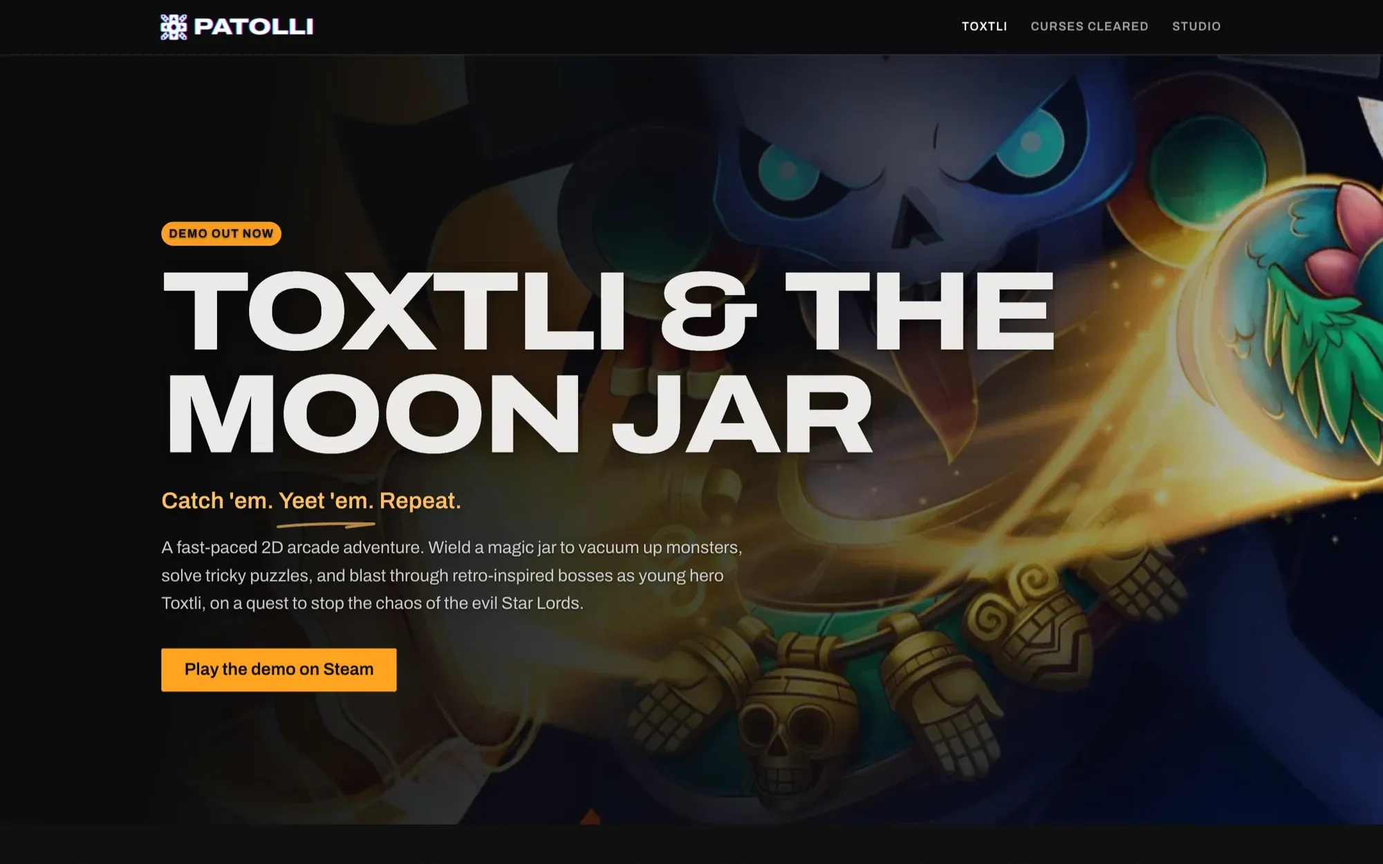 The Toxtli page, where its homepage panel’s art lands as the hero