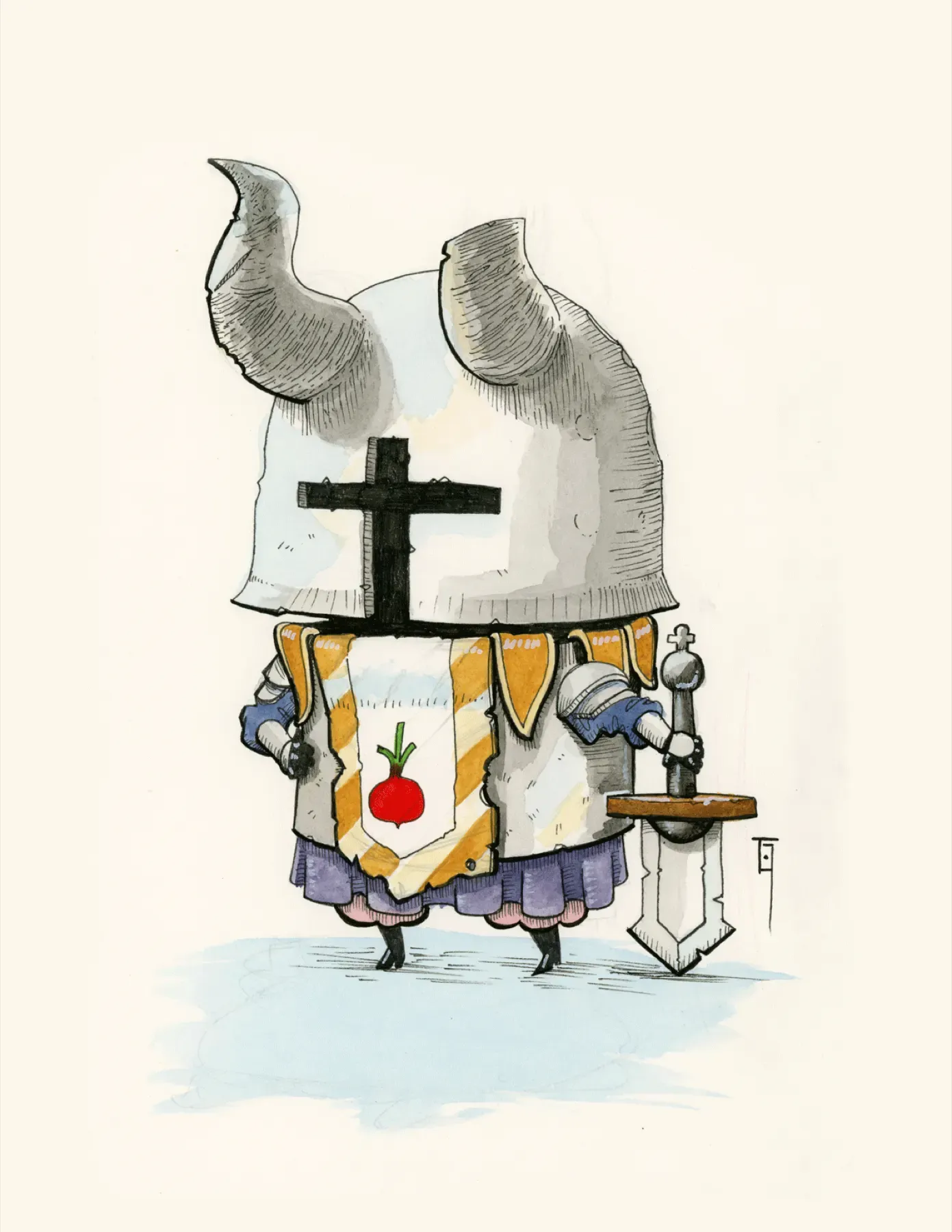 Radish Knight character illustration.